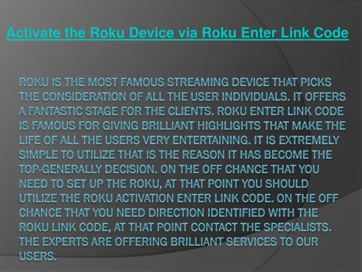 activate the roku device via roku enter link code