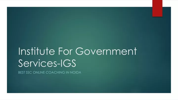 institute for government services igs