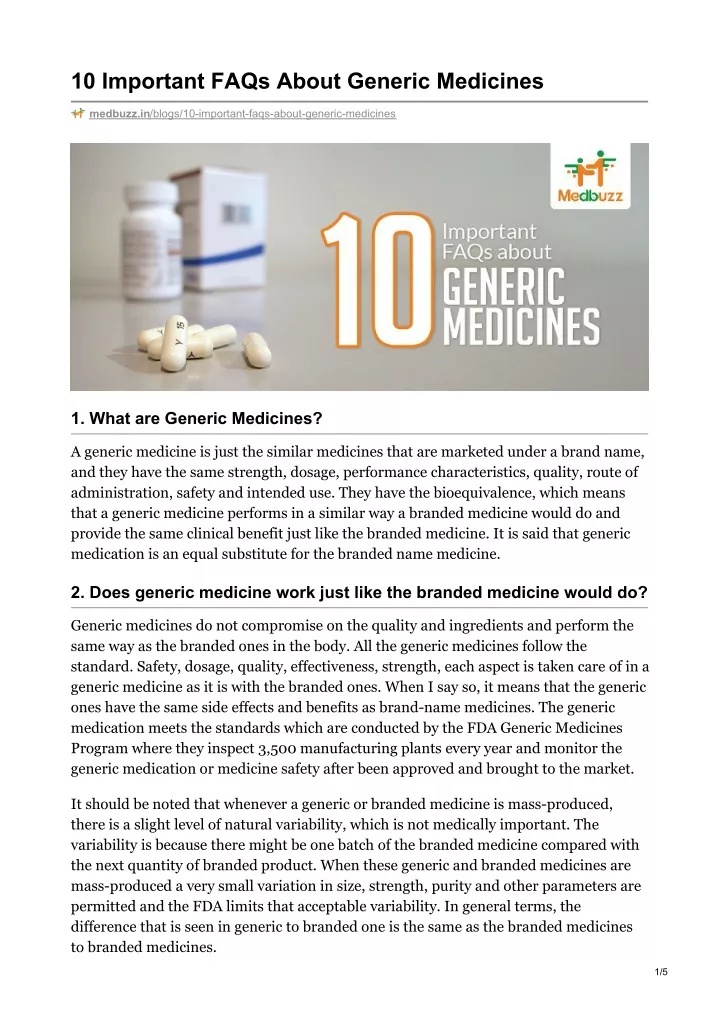 10 important faqs about generic medicines