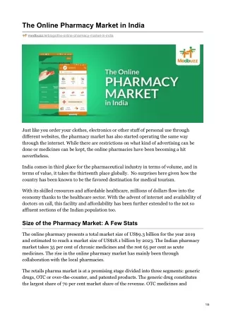 The Online Pharmacy Market in India