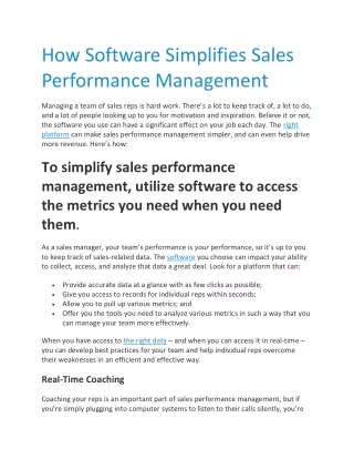 How Software Simplifies Sales Performance Management