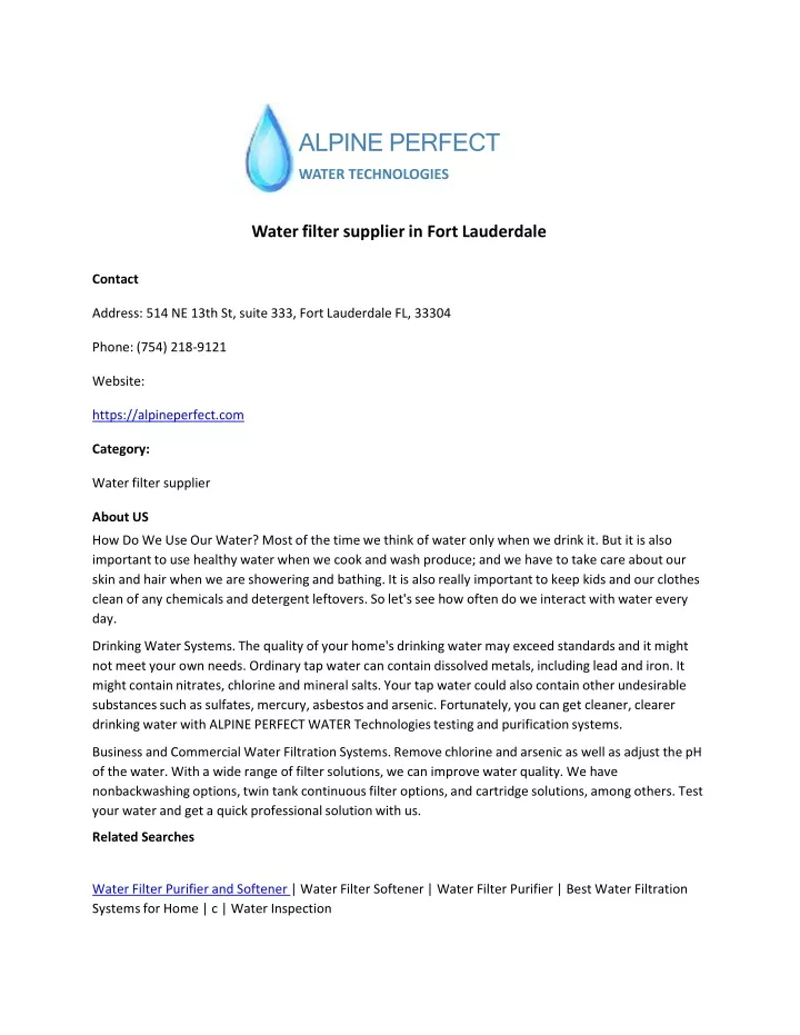 alpine perfect water technologies