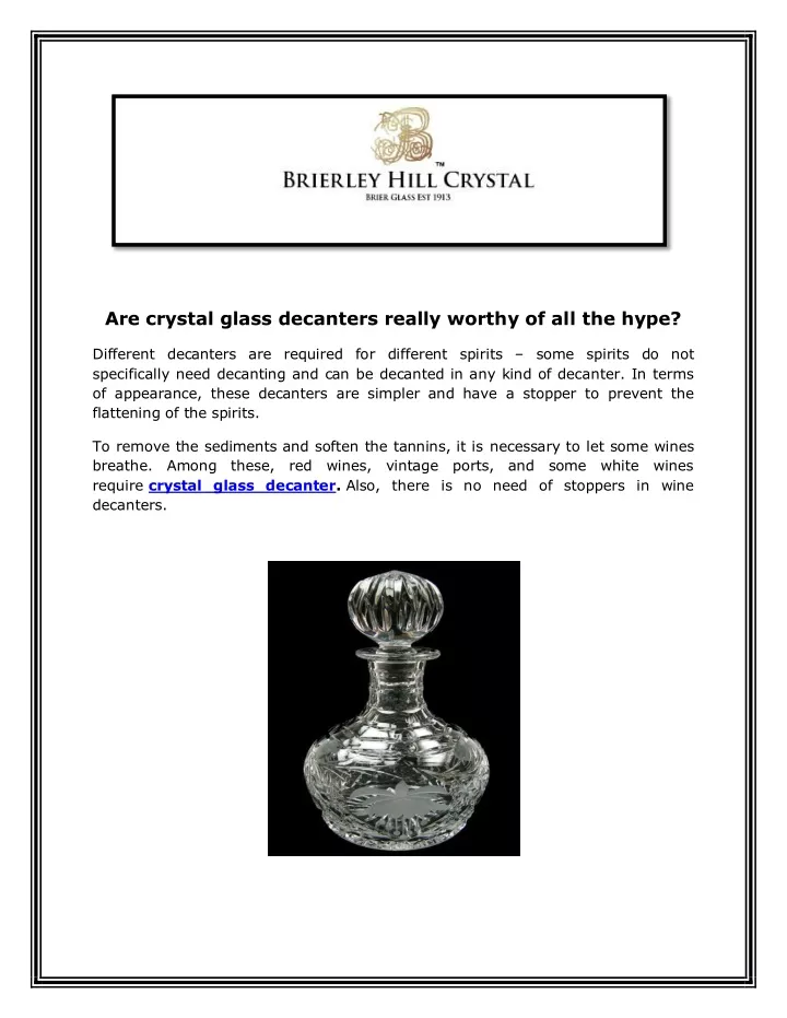 are crystal glass decanters really worthy
