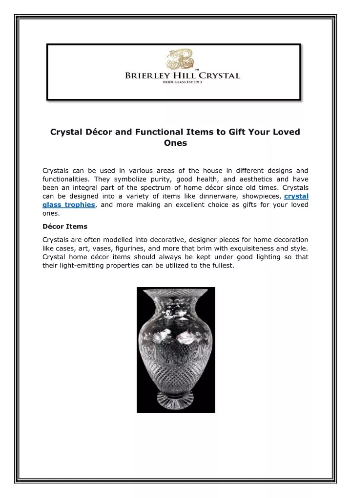 crystal d cor and functional items to gift your