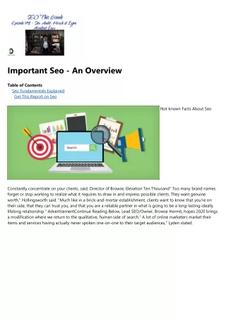 important seo an overview