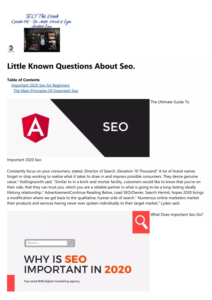 little known questions about seo