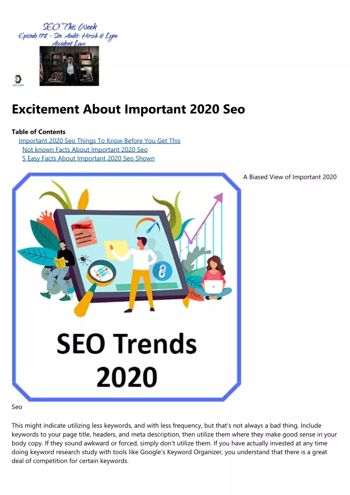 excitement about important 2020 seo