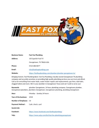 Fast Fox Plumbing