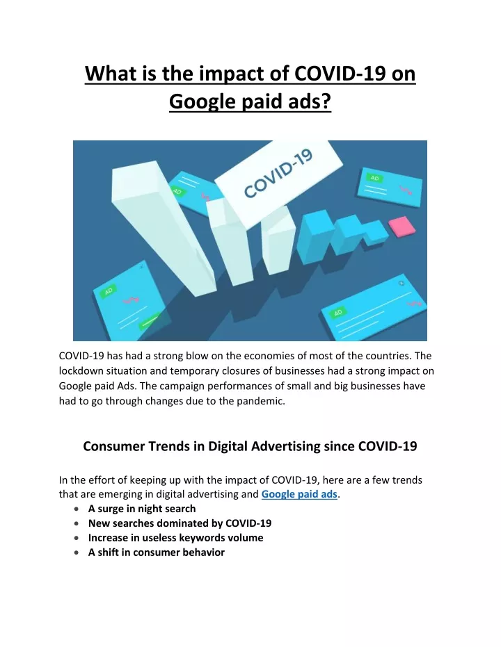 what is the impact of covid 19 on google paid ads