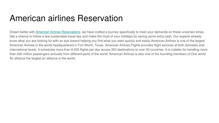 american airlines reservation