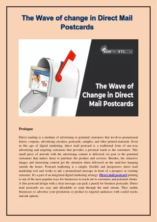 The Wave of change in Direct Mail Postcards