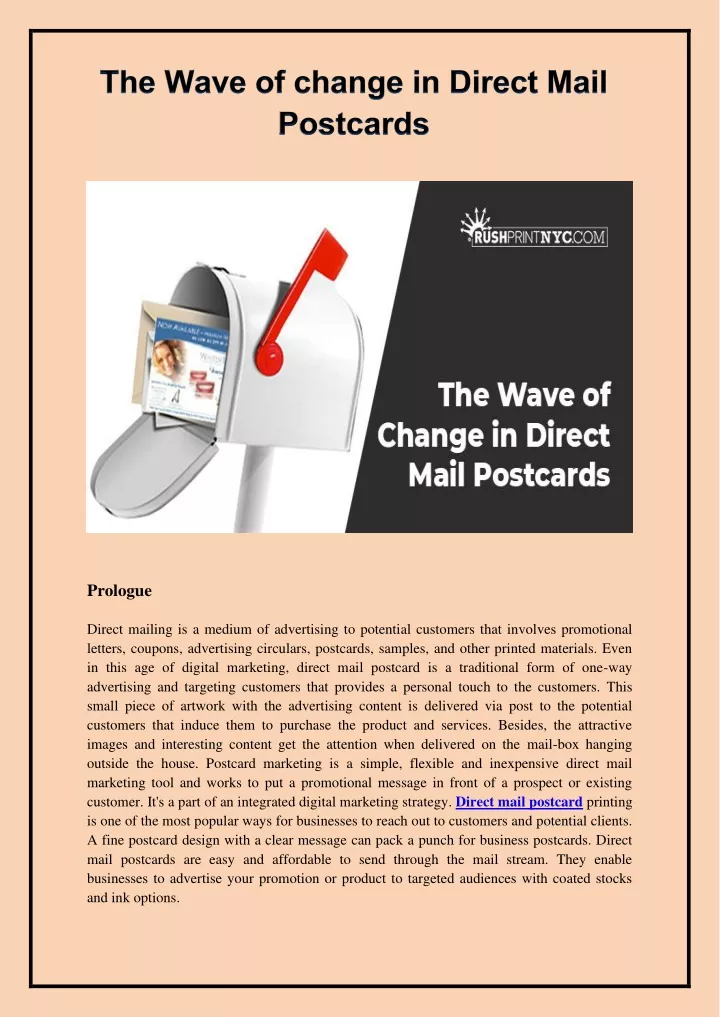 prologue direct mailing is a medium