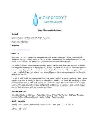 Water filter supplier in Miami