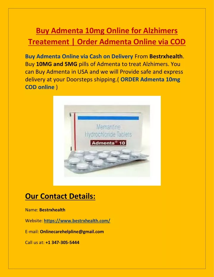 buy admenta 10mg online for alzhimers treatement