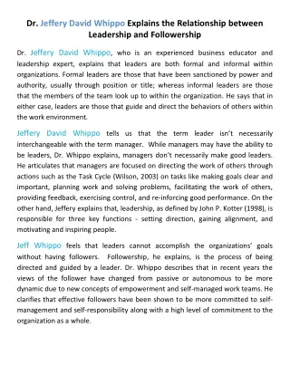 dr jeffery david whippo explains the relationship