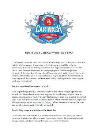 tips to use a coin car wash like a pro