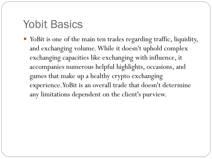 yobit basics