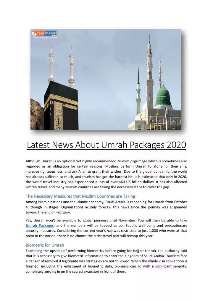 latest news about umrah packages 2020