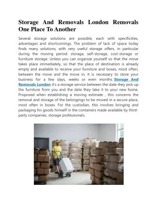 storage and removals london removals one place