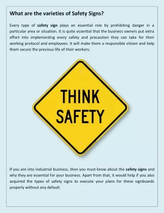 what are the varieties of safety signs