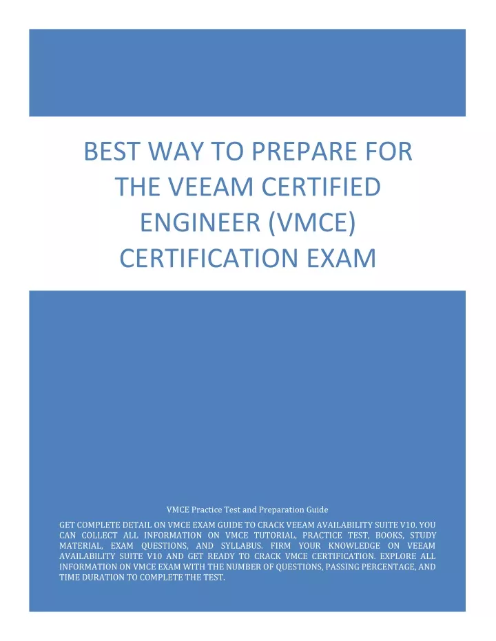 best way to prepare for the veeam certified