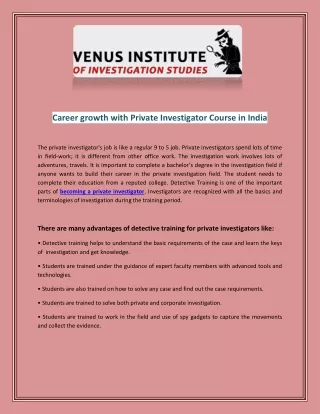 career growth with private investigator course