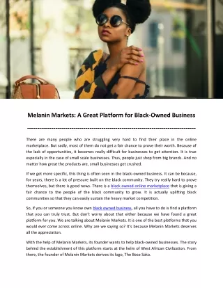 Melanin Markets: A Great Platform for Black-Owned Business