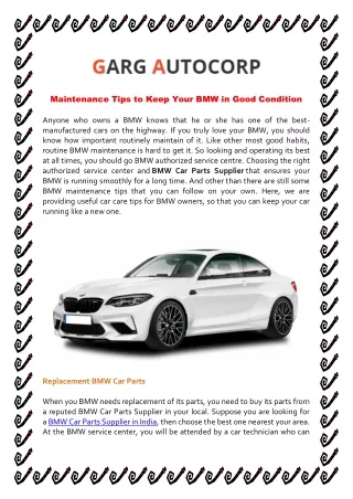 maintenance tips to keep your bmw in good