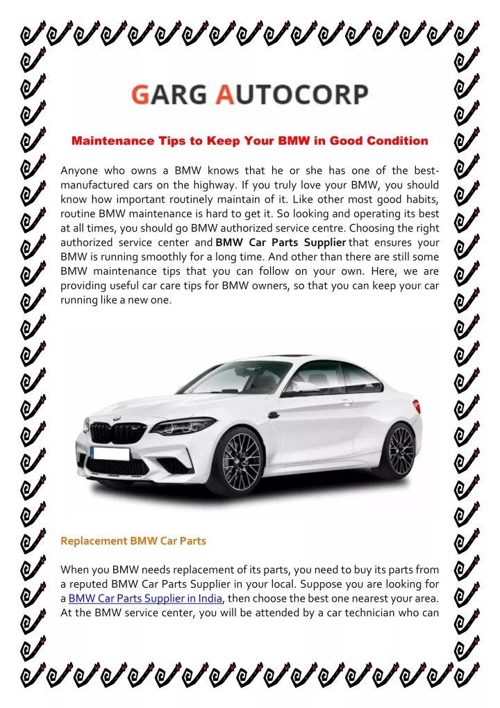 maintenance tips to keep your bmw in good
