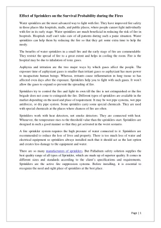 effect of sprinklers on the survival probability