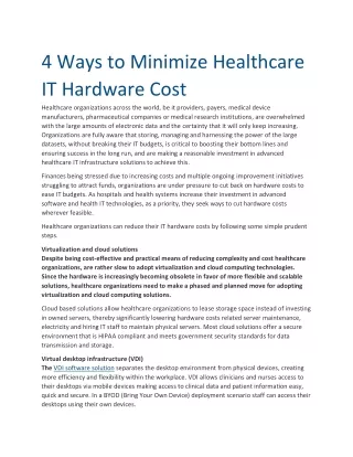 4 Ways to Minimize Healthcare IT Hardware Cost