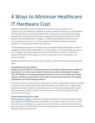 4 ways to minimize healthcare it hardware cost