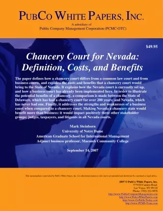 Chancery Court for Nevada:  Definition, Costs, and Benefits