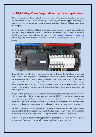 get high voltage power supply kit for high power