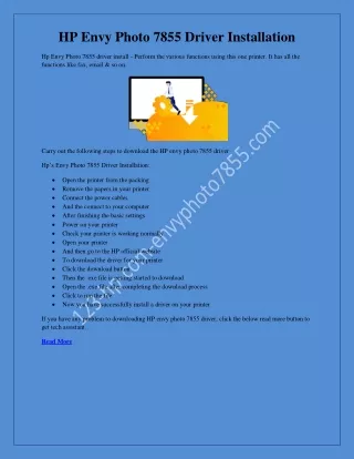 HP Envy Photo 7855 Driver Installation