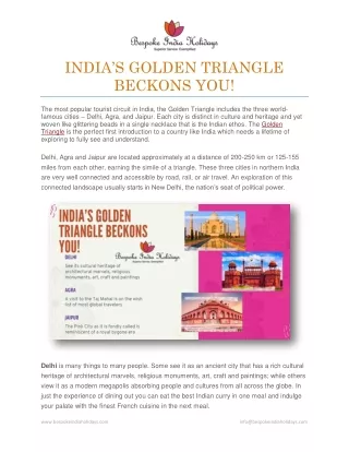 INDIA’S GOLDEN TRIANGLE BECKONS YOU!
