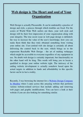 web design is the heart and soul of your