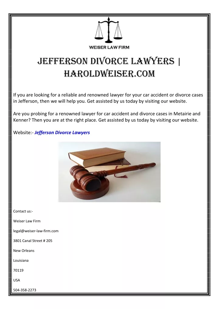 jefferson divorce lawyers haroldweiser com