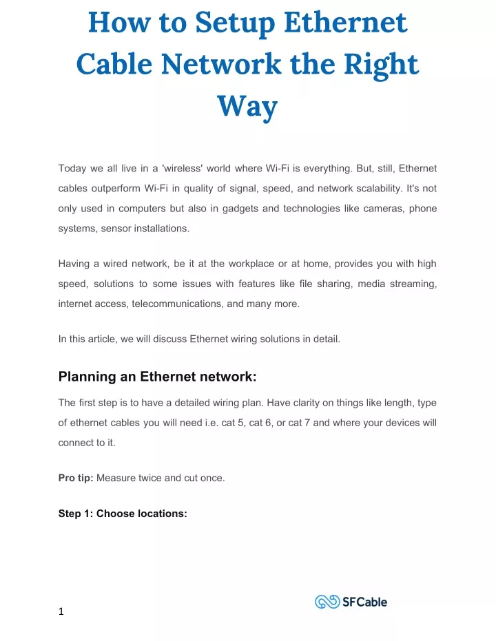 how to setup ethernet cable network the right way