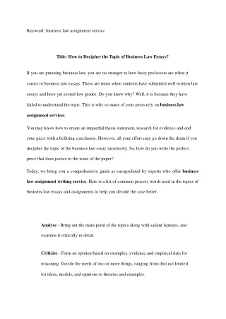 keyword business law assignment service