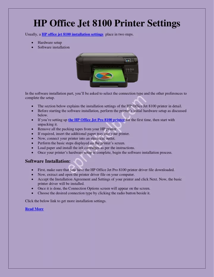 hp office jet 8100 printer settings usually