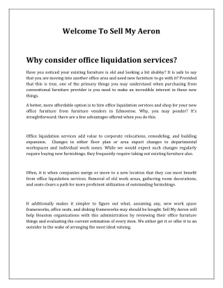 Office furniture liquidation