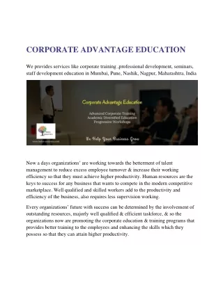 Indus Analytica | Corporate Education Mumbai,Pune,Nashik,India