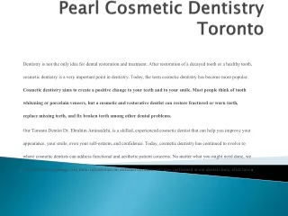 Pearl Cosmetic Dentistry Toronto