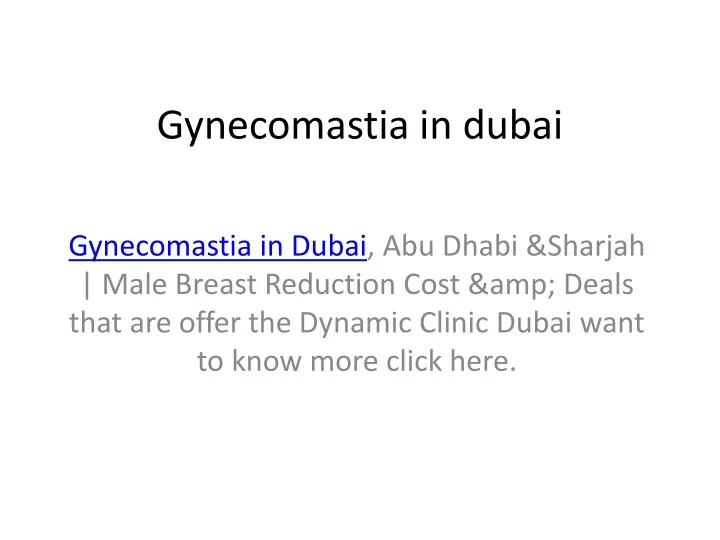 gynecomastia in dubai
