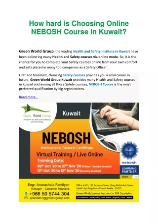 how hard is choosing online nebosh course