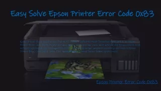 Easy To Resolve Epson Printer Error 0x83