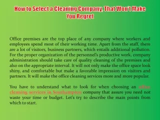 how to select a cleaning company that won t make