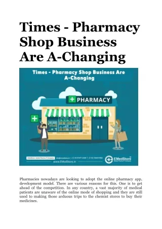 Times - Pharmacy Shop Business Are A-Changing