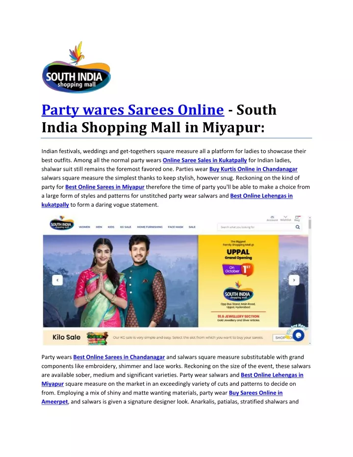 party wares sarees online south india shopping